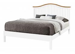 4ft6 Double The Curve White & Oak finish wood bed frame Curved headboard head end low foot end board 1